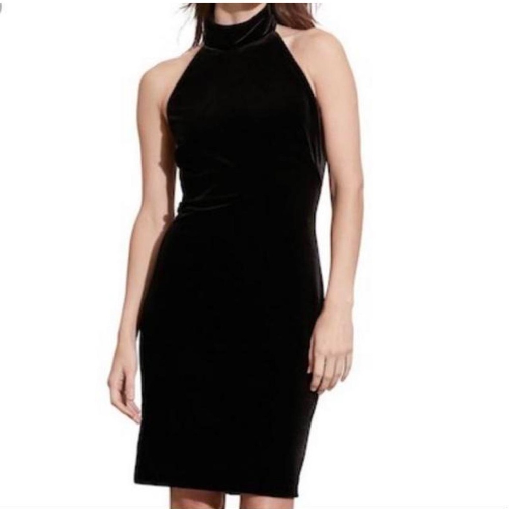 RALPH LAUREN Elegant Black Velvet Halter Dress